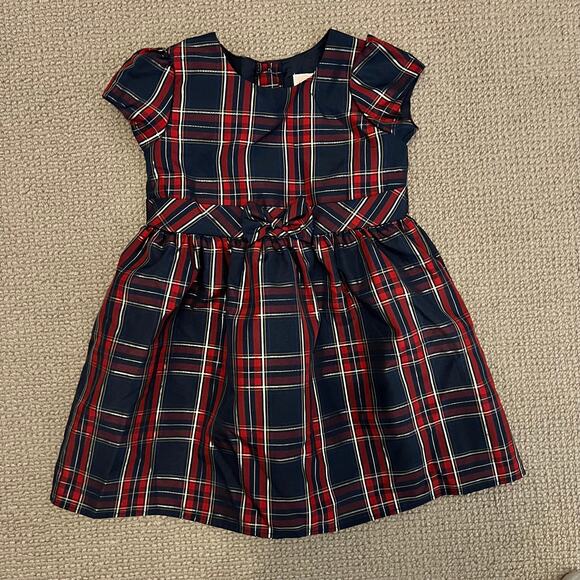 Wonder Nation Girl's Blue Silver and Red Plaid Fancy Holiday Dress - - Picture 4 of 7